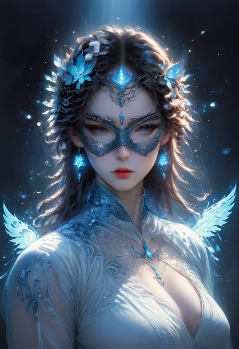 personal, white body, muscle, , Serious expression, frown ,(doctor clothing,, White mask, blue, white boots, black pattern: 1.2), wolf tail, wolf ears, ((broken to pieces)), (indoor: 1.35), incandescent indoor lighting, , shadow (particle, soft light, white glow): 1.3, white coat, anatomically correct, Simple background, cartoon, Warm colors, soft lines