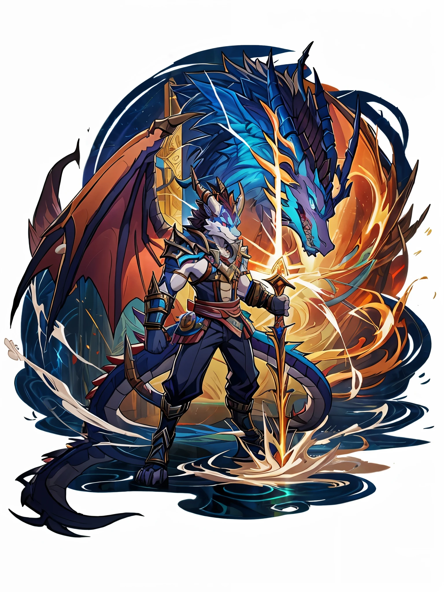 furry, male, anthro, (Dragon Tail), dragon wings, Solo, (Realistic eye details:1.2), (beautiful detailed eyes), anime character there is a Dragon man with great sword and armor in a dark room, from genshin impact, 2. 5 d cgi anime fantasy artwork, painted in the style arcane, world of warcraft art style, character splash art, dnd fantsay art, league of legends art style, wind sorcerer!, detailed fanart, league of legends style art, full body like, slim body, in a panoramic view, good looking, splash art, anime style, 8k, 4k anime wallpaper, anime art wallpaper 8 k, 2 d art, 2d art, badass anime 8 k, anime art wallpaper 4k, detail art, (splash art details:1.2)