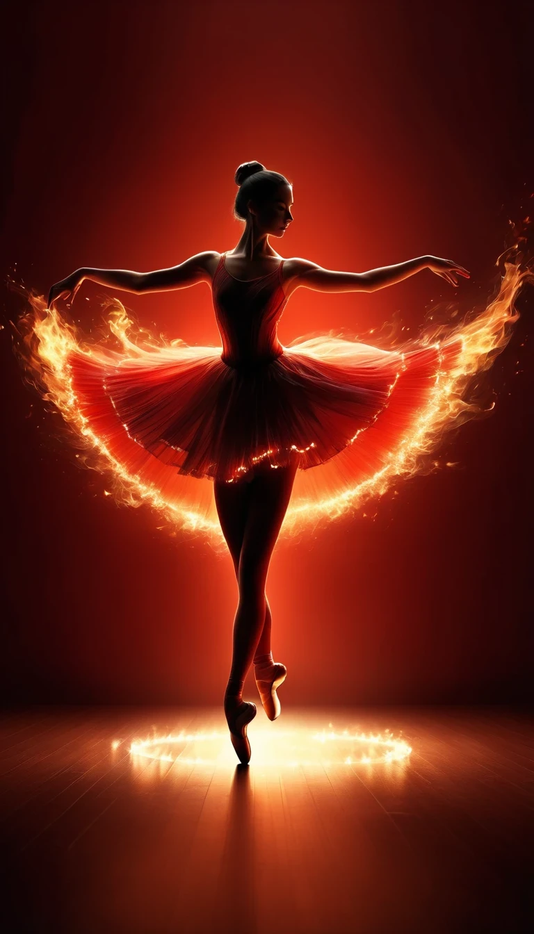 Candle, red background, digital art style, simple lines
Silhouette of a ballet dancer dancing beautifully, flame dancing with the light simple lines, silhouette art, backdrop, illustration, red background, cartoon, solid color background, texture, candlelight, warm atmosphere, mysterious feeling, dancing in the light of a soft fire, showing the style of fire and light