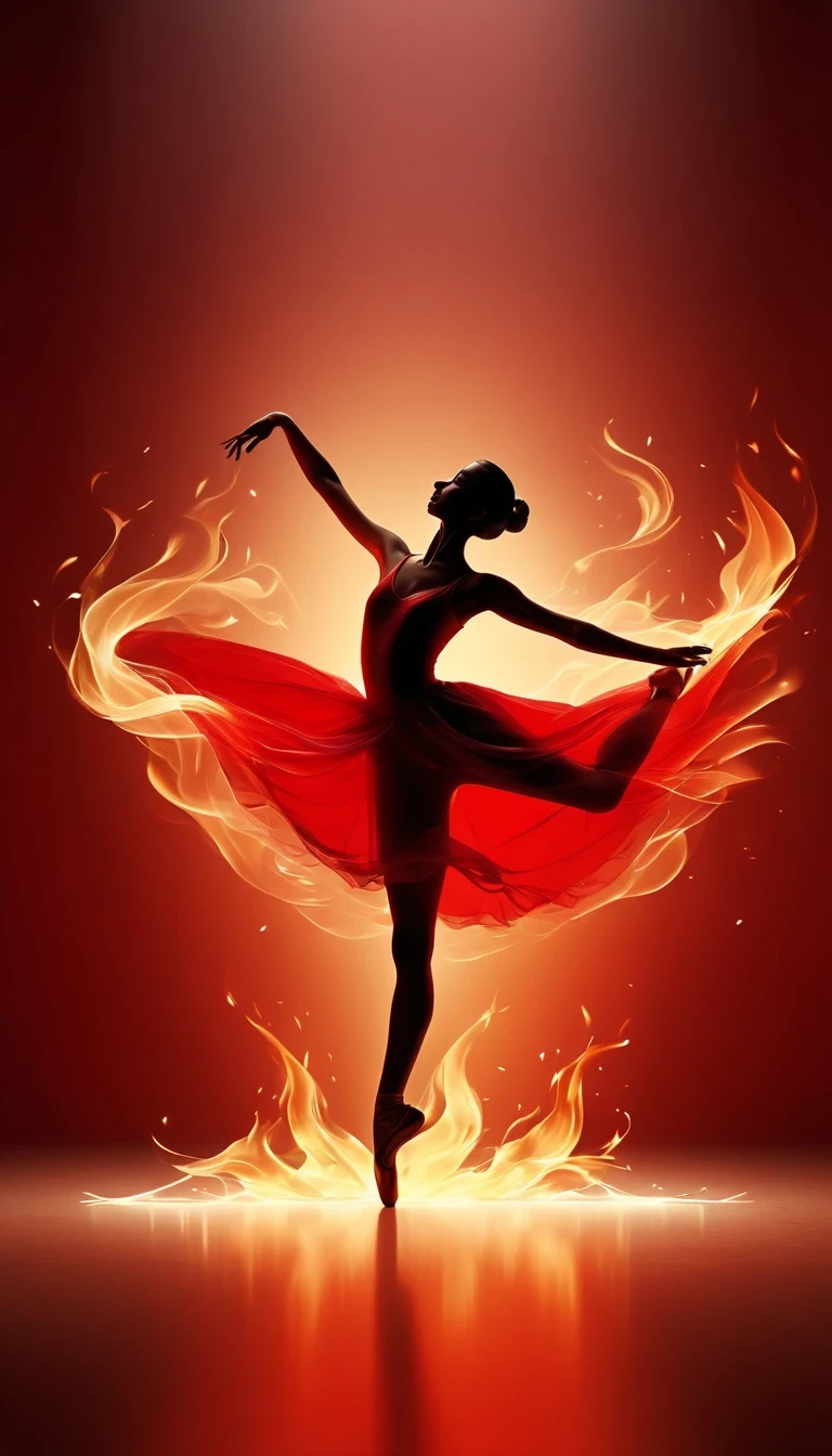 Candle, red background, digital art style, simple lines
Silhouette of a ballet dancer dancing beautifully, flame dancing with the light simple lines, silhouette art, backdrop, illustration, red background, cartoon, solid color background, texture, candlelight, warm atmosphere, mysterious feeling, dancing in the light of a soft fire, showing the style of fire and light