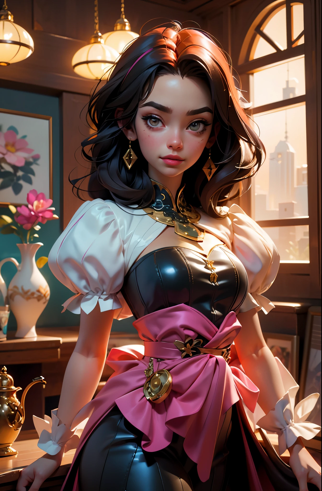pink dress, smile, highres,sharp focus,(ultra detailed,extremely detailed),(photorealistic artwork:1.37),(extremely detailed CG unity 8k wallpaper),(((vibrant colors,vibrant theme))),(intricate),(masterpiece),(best quality),artistic photography,(photography taken by sldr),(intricate background),perfect rendered face,perfect face details,realistic face,photo realistic,analog style,((intricate detail)),(((realism))), her pet
