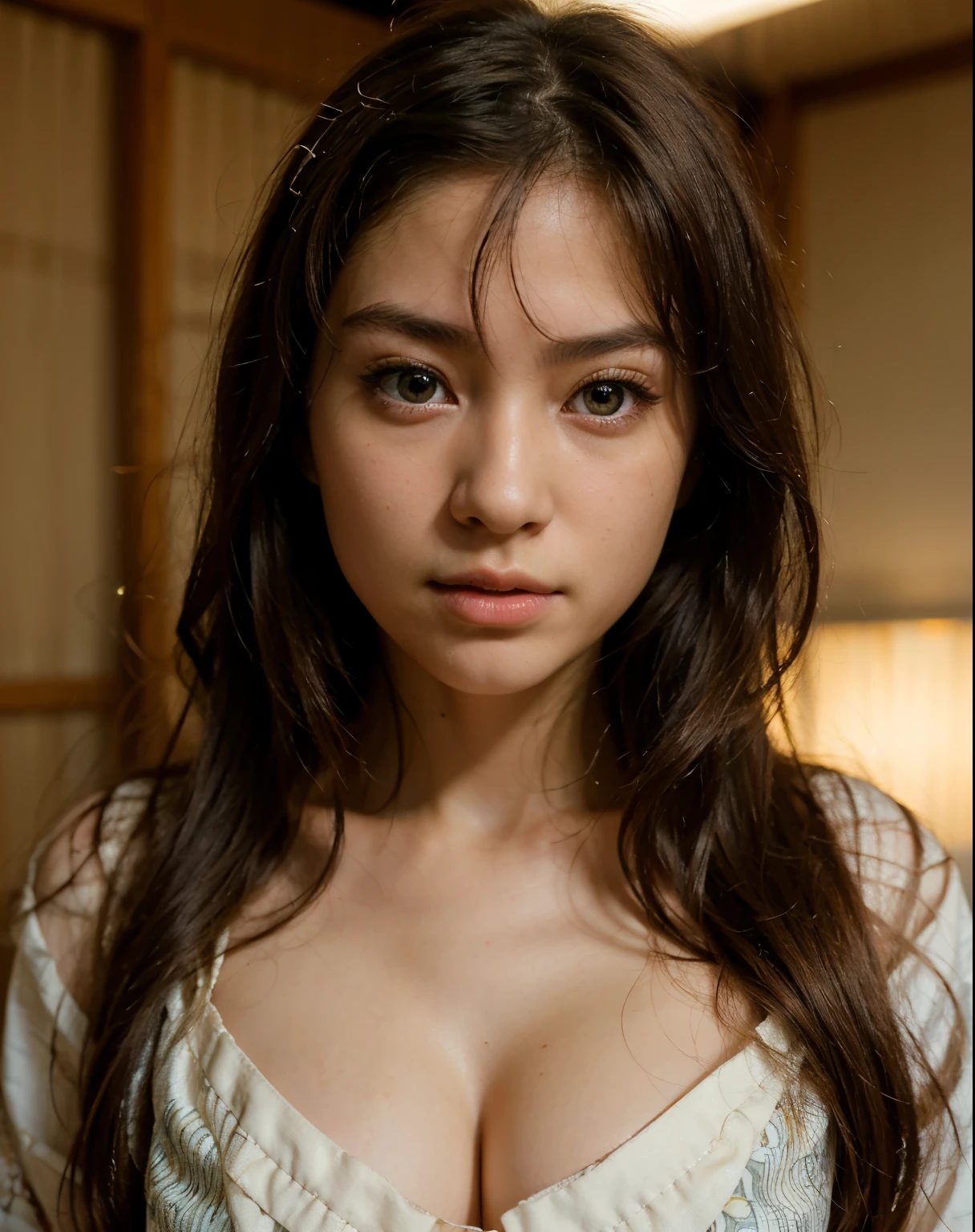 best quality, face focus, soft light, ultra high res, (photorealistic:1.4), RAW photo,
1japanese girl, solo, cute, (pupil, lights in the eyes), detailed beautiful face, (small chest),(high resolution detail of human skin texture),
(long hair),
indoor,
Damask Shirt Dress,
(portrait)