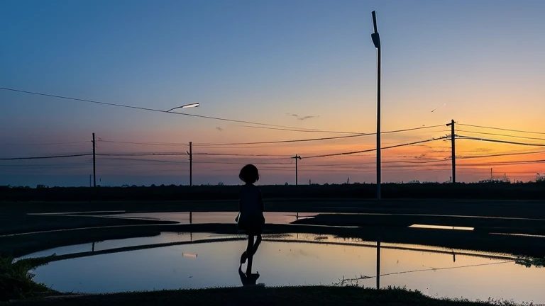 Silhouette of the sky mirror at Chichibugahama