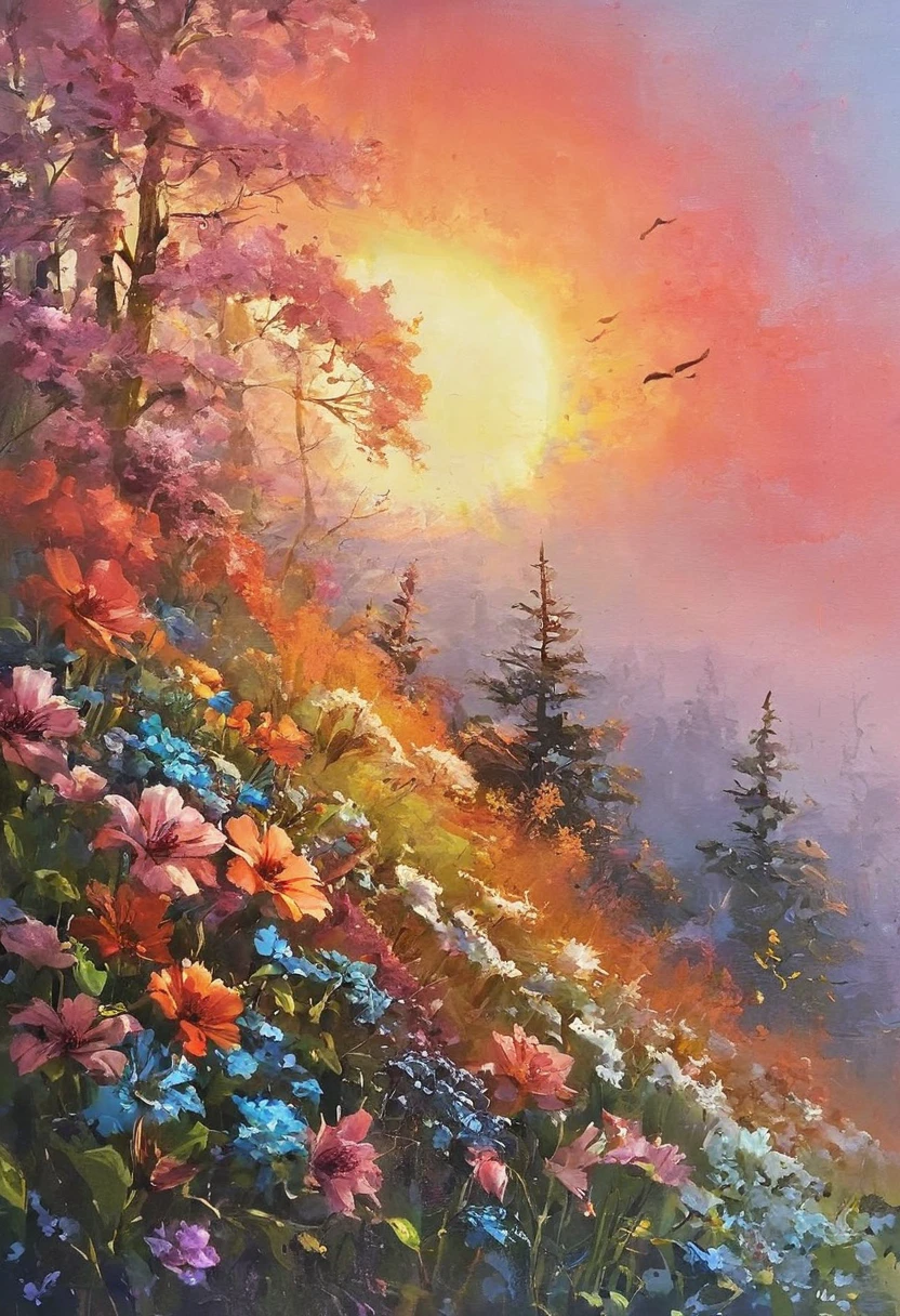 Spring Morning, sunlight, by Bob Byerley, (best quality, masterpiece, very aesthetic, perfect composition, intricate details, ultra-detailed)