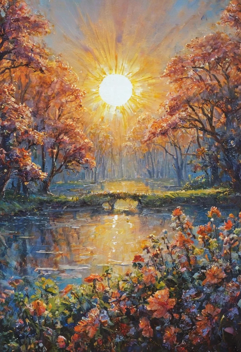 Spring Morning, sunlight, by Bob Byerley, (best quality, masterpiece, very aesthetic, perfect composition, intricate details, ultra-detailed)