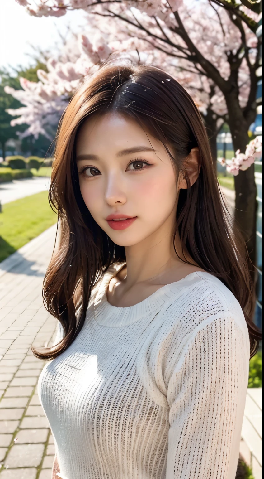 Mustepiece, top quality, illustration, ultra-definition, fine details, high resolution, 8K wallpaper, perfect dynamic composition, beautiful detailed eyes, wearing a dress, natural colored lips, random cute pose, perfect and beautiful face, cute, sexy face, sunset, ecstasy face, feminine face, (cherry blossoms, cherry blossoms, falling cherry blossom petals, cherry blossom blizzard, falling petals), waving in the wind Hair, hair fluttering, pink cherry blossoms, petals dancing, cherry blossom snowstorm, wonderful scenery, sunrise, background sun, wind,