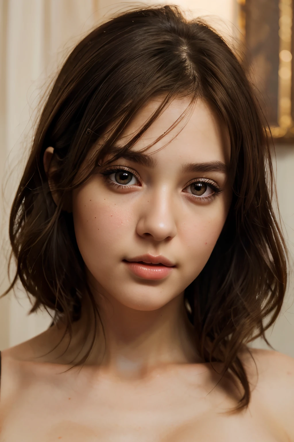 best quality, masterpiece,  (realistic:1.2), 1 girl, brown hair, brown eyes,Front, detailed face, beautiful eyes