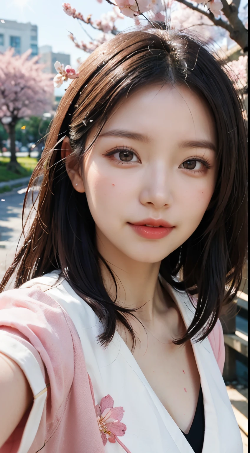 (1ung girl), Amazing face and eyes, (amazingly beautiful girl), (Best Quality:1.4), (Ultra-detailed), (extremely detailed CG unified 8k wallpaper), Highly detailed, High-definition raw color photos, Professional Photography, sailor uniform, , School, Spring, cherry blossoms,