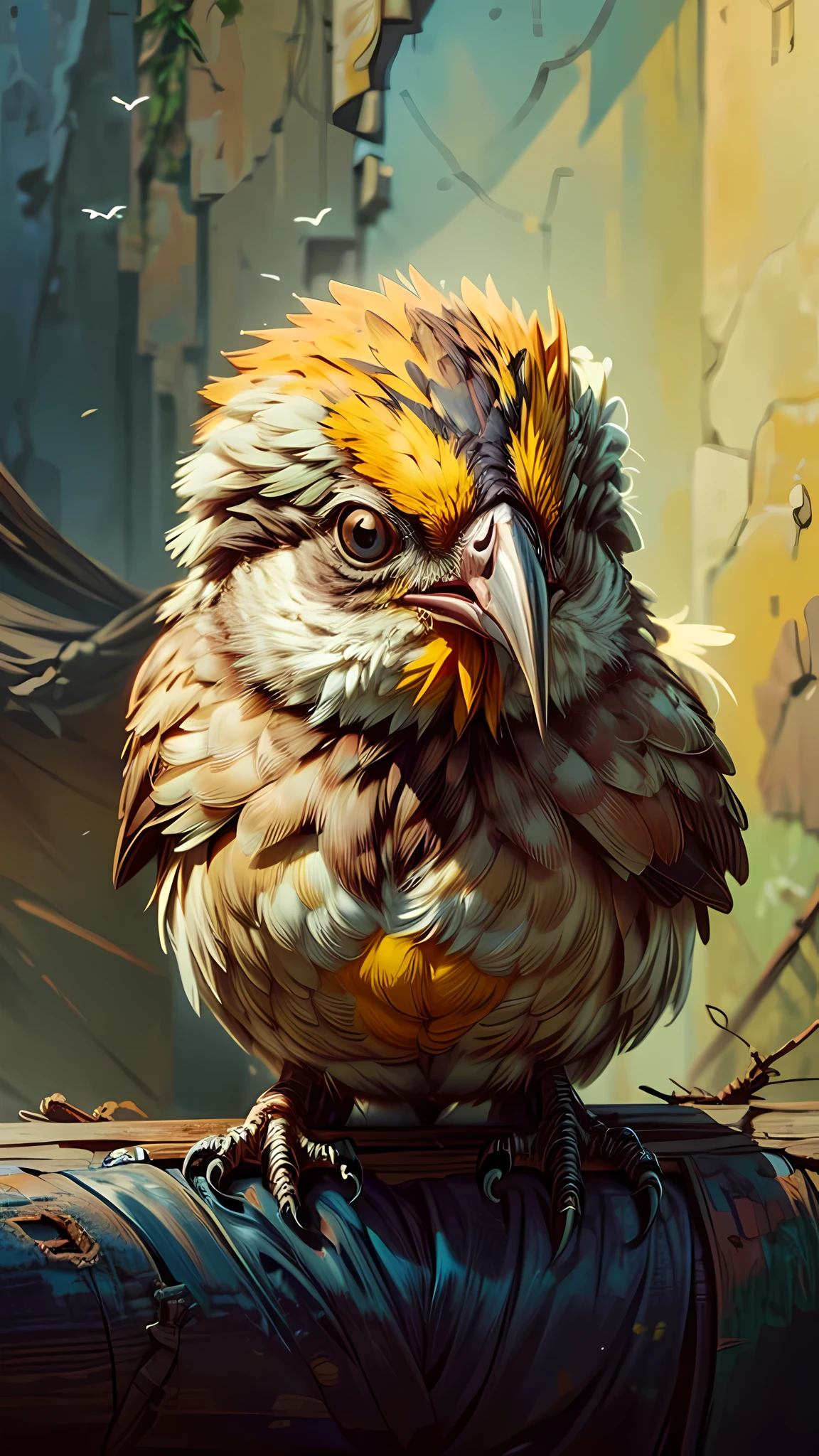 A bird, obra de arte, tradicional_media, Melhor qualidade, [realista], CG extremamente detalhado