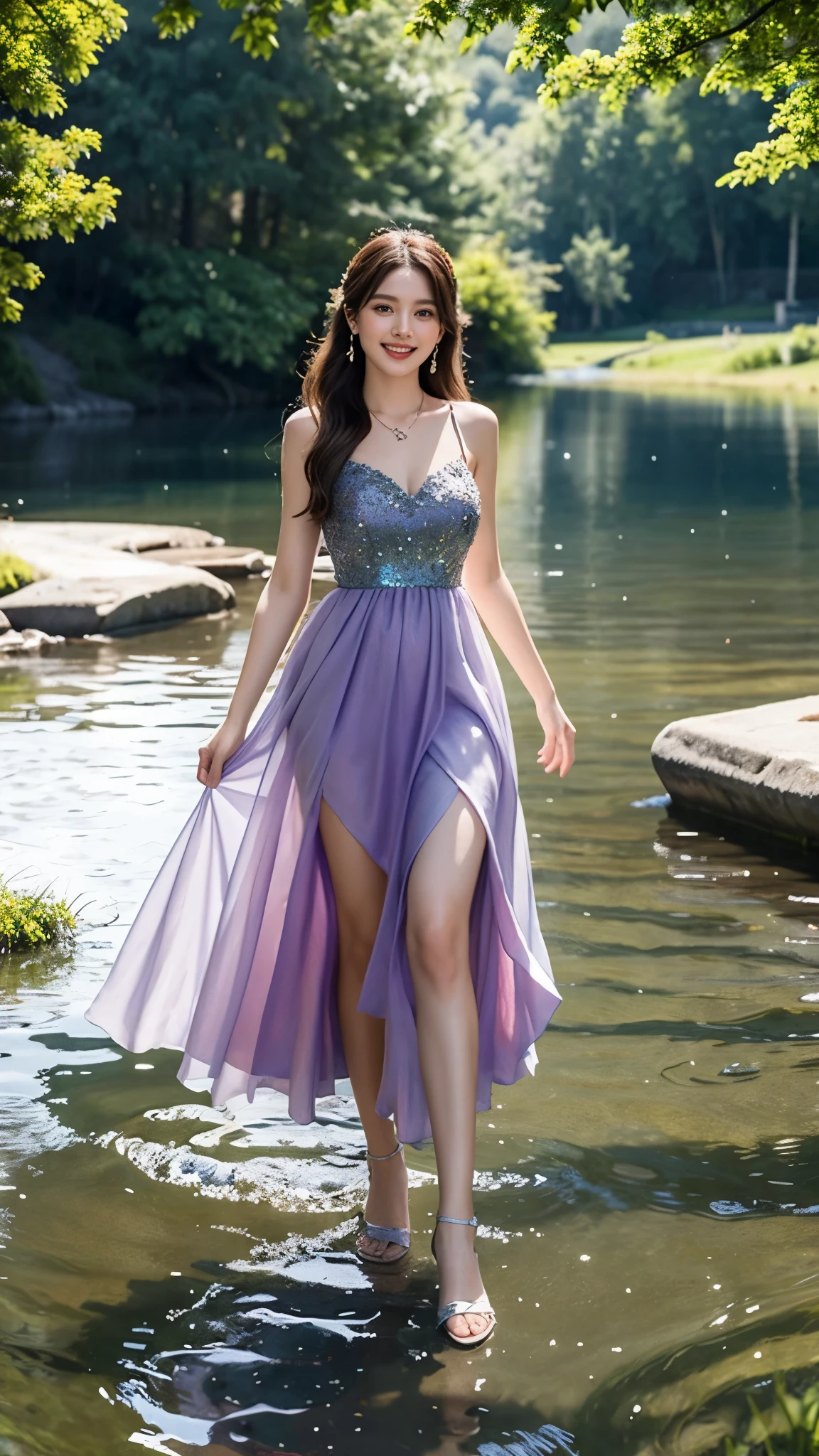 masterpiece,best quality,ultra detailed Breathtaking sunrise river purple