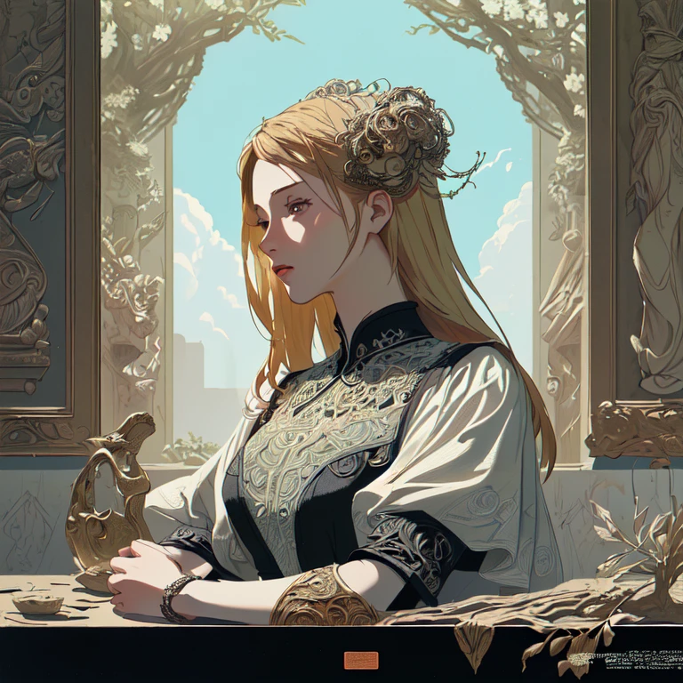 Spring Morning, cafe, sunlight, masterpiece, perfect composition, best quality, ultra-detailed, intricate details, Professional, official art, Representative work