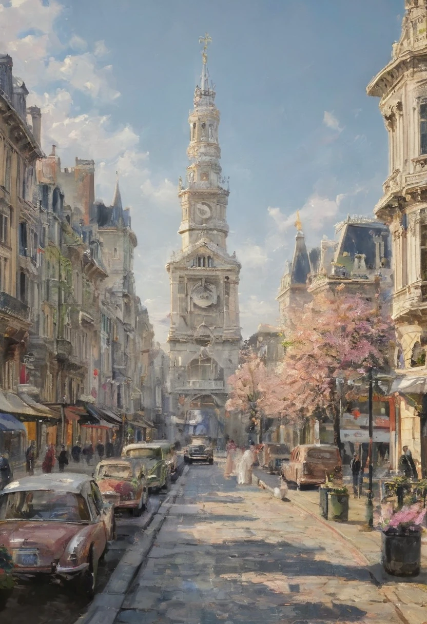 Spring Morning, sunlight, by Bob Byerley, (best quality, masterpiece, very aesthetic, perfect composition, intricate details, ultra-detailed)