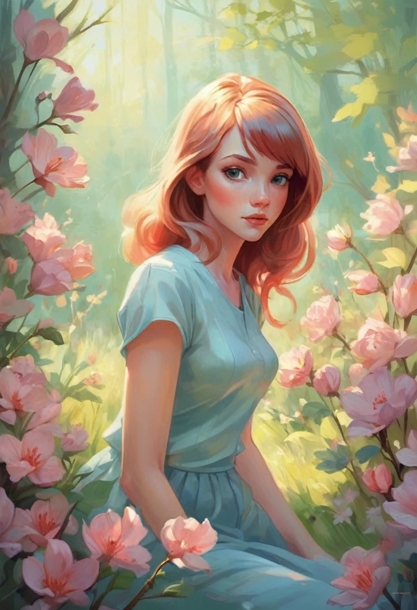 Spring Morning, sunlight, by Bob Byerley, (best quality, masterpiece, very aesthetic, perfect composition, intricate details, ultra-detailed)
