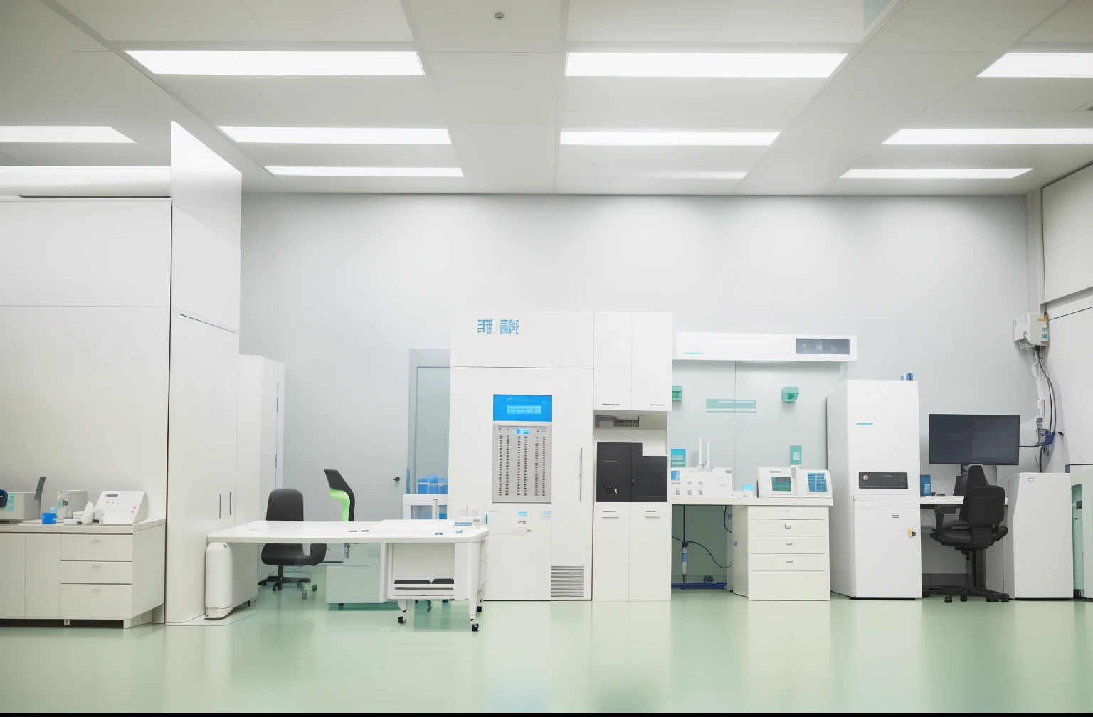 Two dimensions,一个laboratory的特写,There are a lot of machines inside, 室内laboratory场景, 医学laboratory, clean white laboratory背景, medical laboratory, Sterile minimalist room, handling laboratory equipment, futuristic laboratory, in futuristic laboratory room, laboratory, laboratory背景, Clean medical environment, medical machinery, digital medical device, laboratory background, futuristic scientific laboratory, 未来化学laboratory