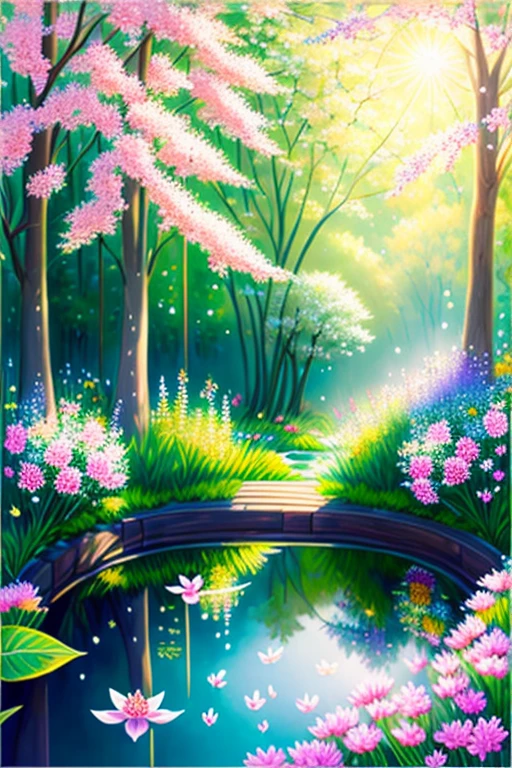 (best quality,highres,masterpiece:1.2),ultra-detailed,realistic,photorealistic:1.37,spring morning,beautiful detailed eyes,beautiful detailed lips,extremely detailed eyes and face,longeyelashes,nature scenery,soft sunlight,golden rays,gentle breeze, blooming flowers,green grass,clear blue sky,colorful butterflies,birds chirping,fresh air,peaceful atmosphere,serene mood,delicate petals,dewdrops on leaves,tranquil garden,quiet pond,reflection of trees and flowers, morning dew,soft pastel colors,sunshine through the trees,ethereal lighting, serene and calm,youthful and innocent,vivid colors of nature,beauty of spring awakening,soft and gentle brushstrokes,refreshing and rejuvenating scent,serenity and tranquility.