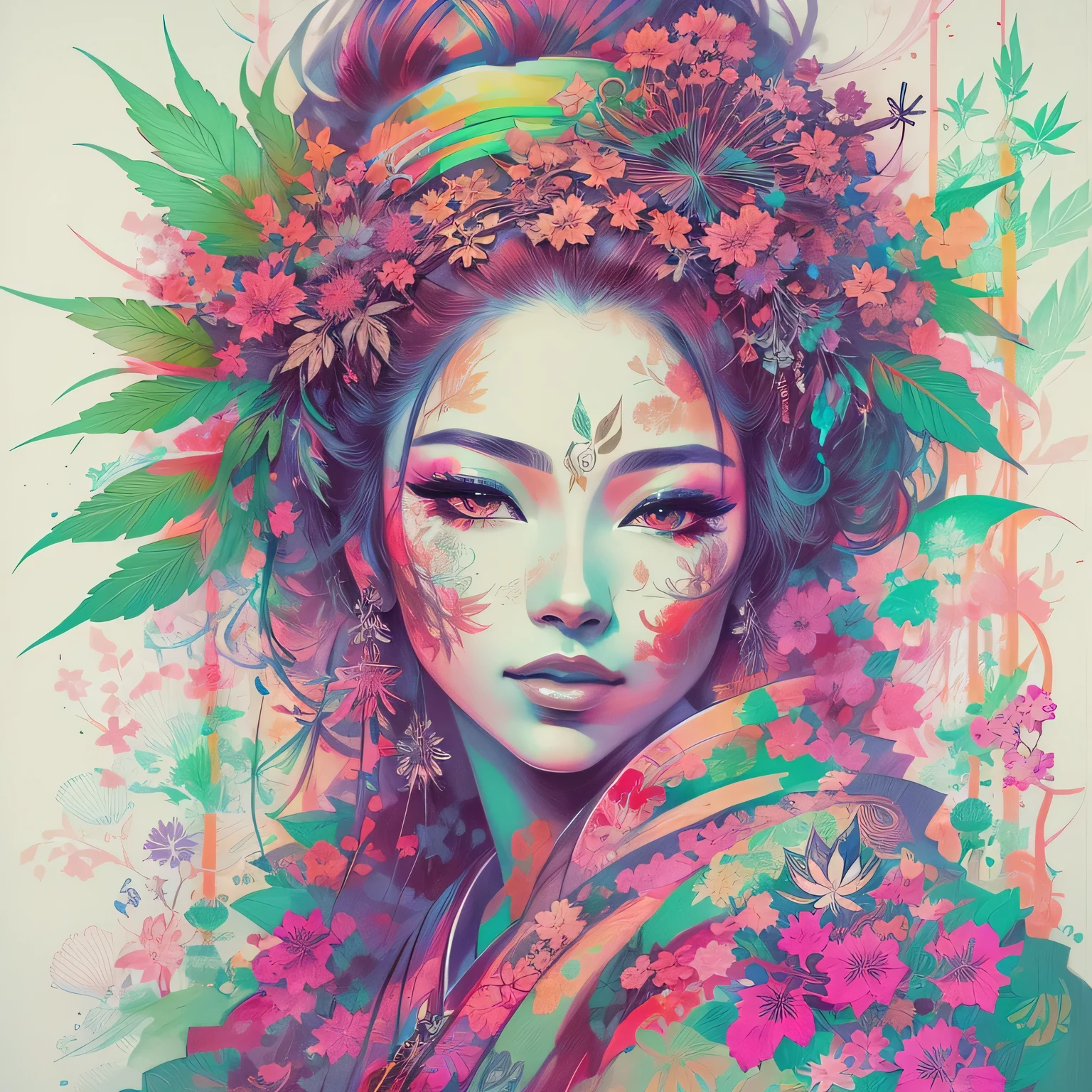 Stunning ???????? geisha, centered, ???????? key visual, intricate, highly detailed, breathtaking beauty, precise lineart, vibrant, comprehensive cinematic, Carne Griffiths, Conrad Roset, (the most beautiful portrait in the world:1.5)