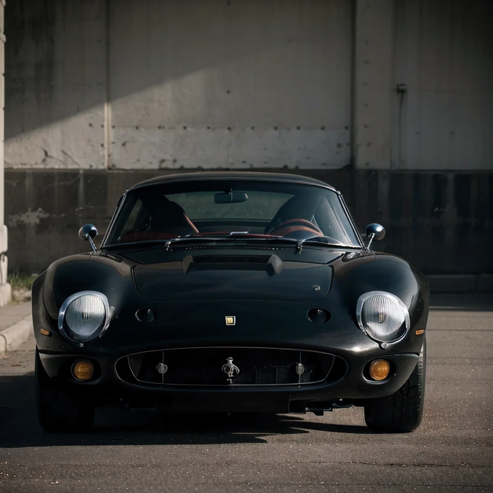 All black Ferrari 250 gto 1962 , cinematic shoot