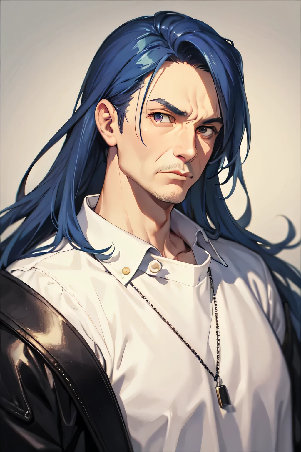 man, Suspicious, old man, blue hair, Square jaw, dark circles