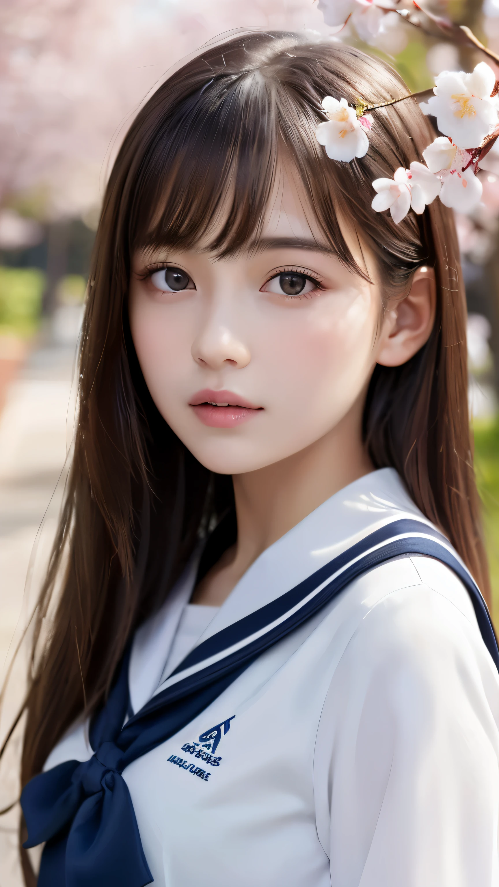 (ung girl), wonderful face and eyes, (amazingly beautiful girl), (highest quality:1.4), (super detailed), (very detailed CG integrated 8k wallpaper), very detailed, High-definition RAW color photo, professional photography, sailor suit, , School, spring, cherry blossoms,