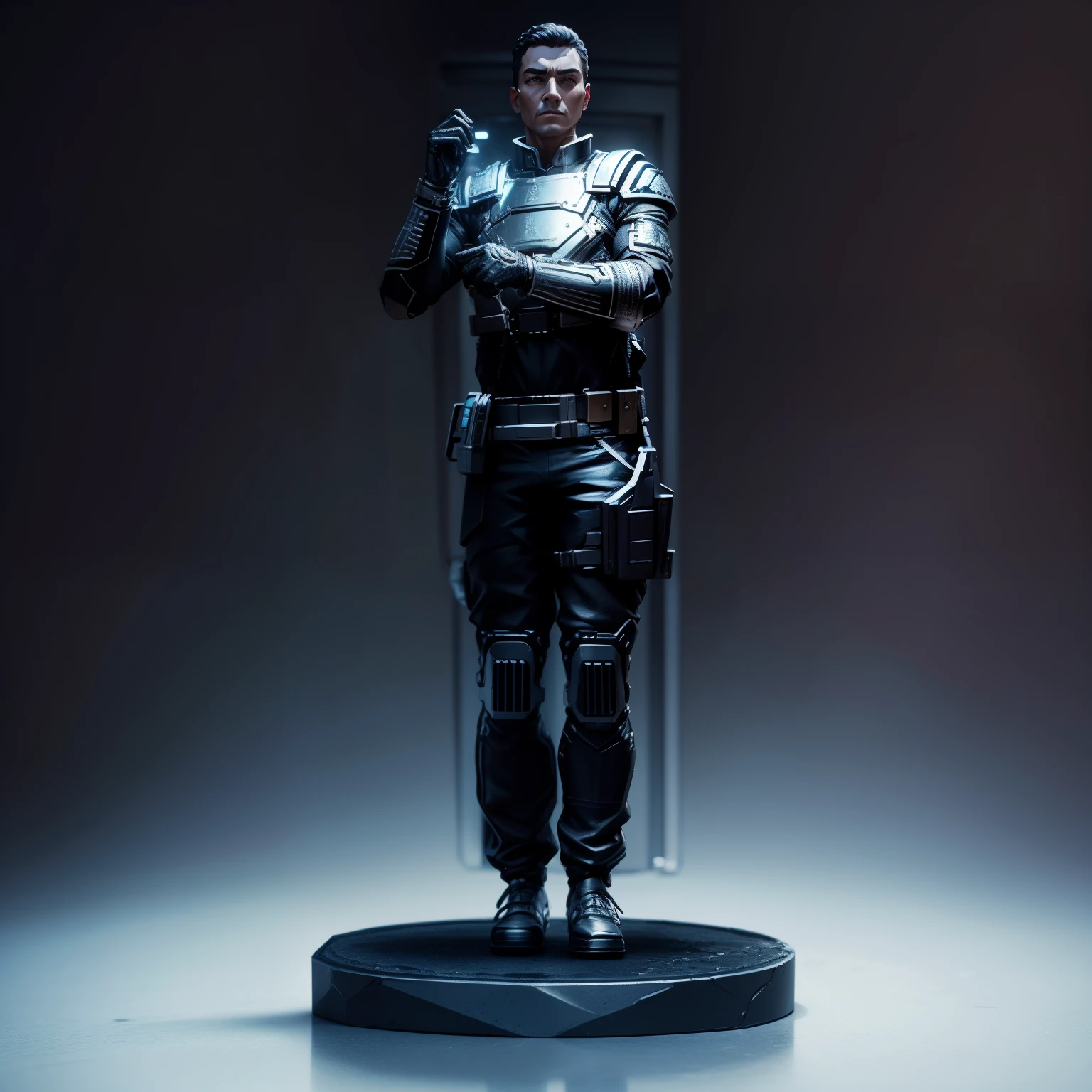 create the most realistic figurine, made of metal, metal, detailed Face without changes, without changing the face, do not change the details of the original, 8k, without background,
