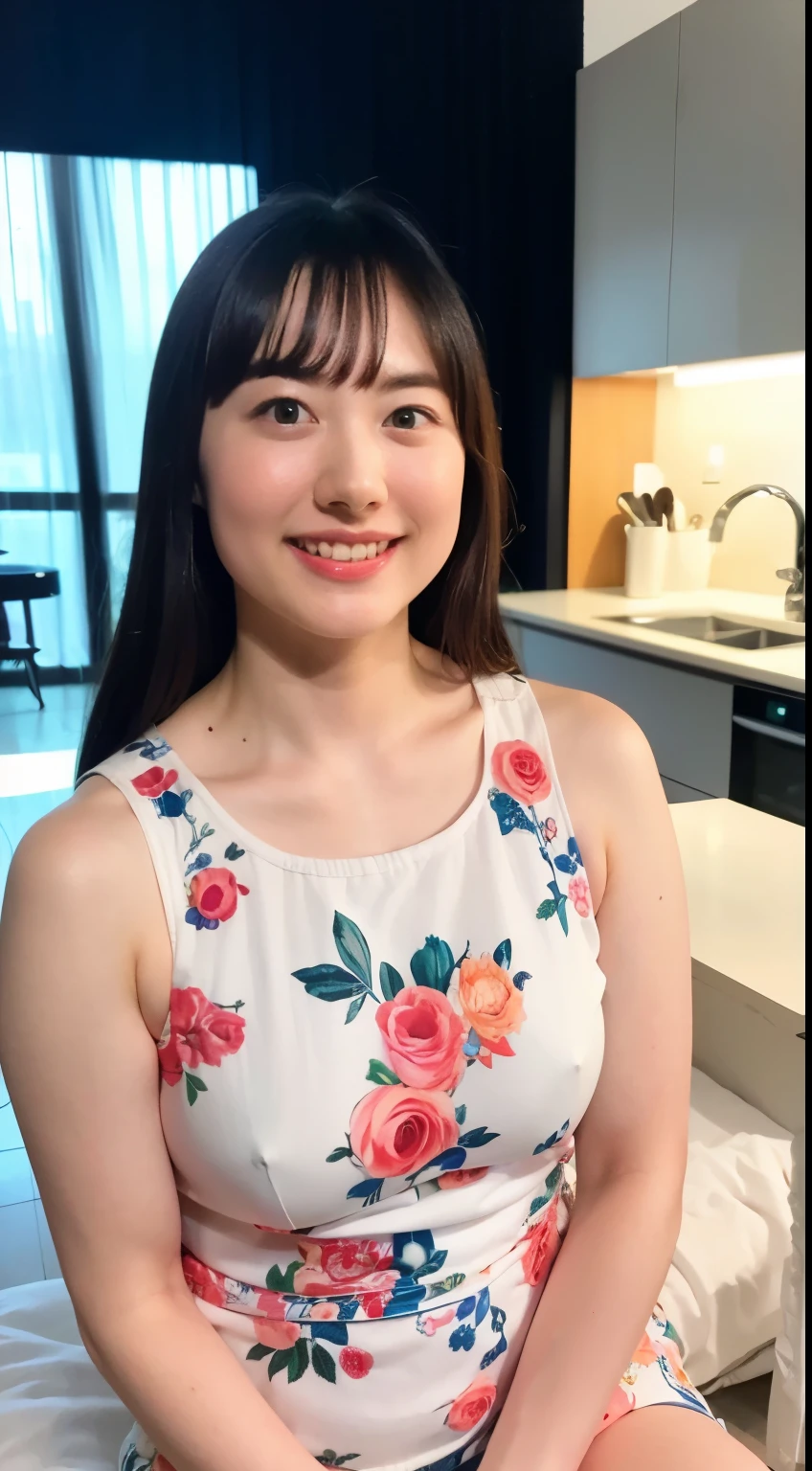 (highest quality,8K,High resolution,full body image), realistic, photorealistic:1.37, Super detailed, soft focus, 18-year-old, Beautiful and dense face, intricate illustrations, renaissance art, delicate artwork, kitchen, kitchen apron, beautiful girl, swimsuit、 Bright colors, studio lighting、on the hotel bed、