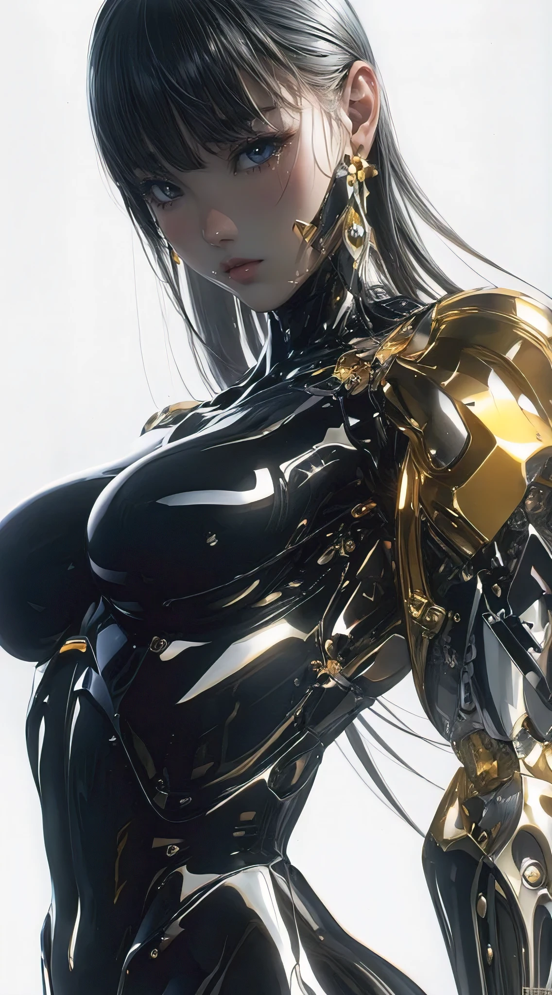 (best quality, masterpiece:1.2), illustration by hajime sorayama, perfect body, hyperfeminine curves