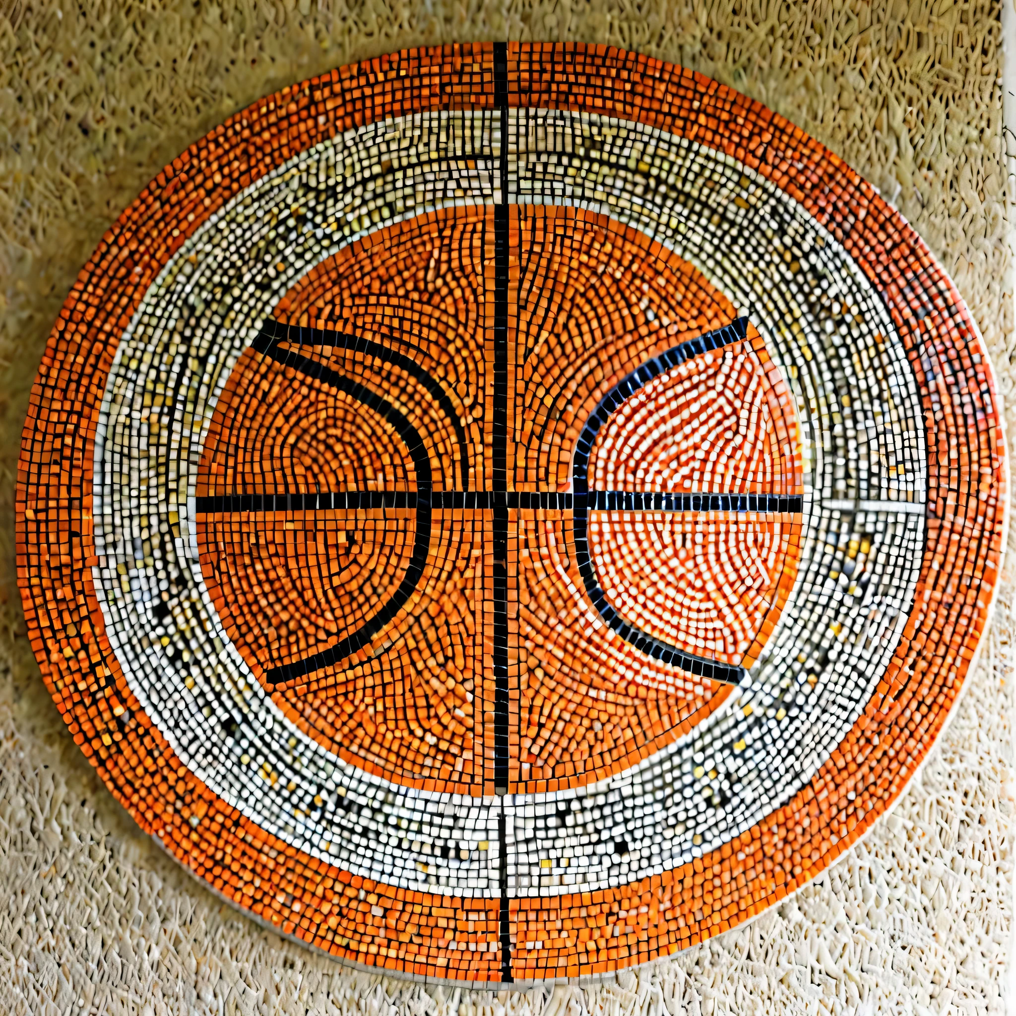 orange basketball ball wall mosaic art