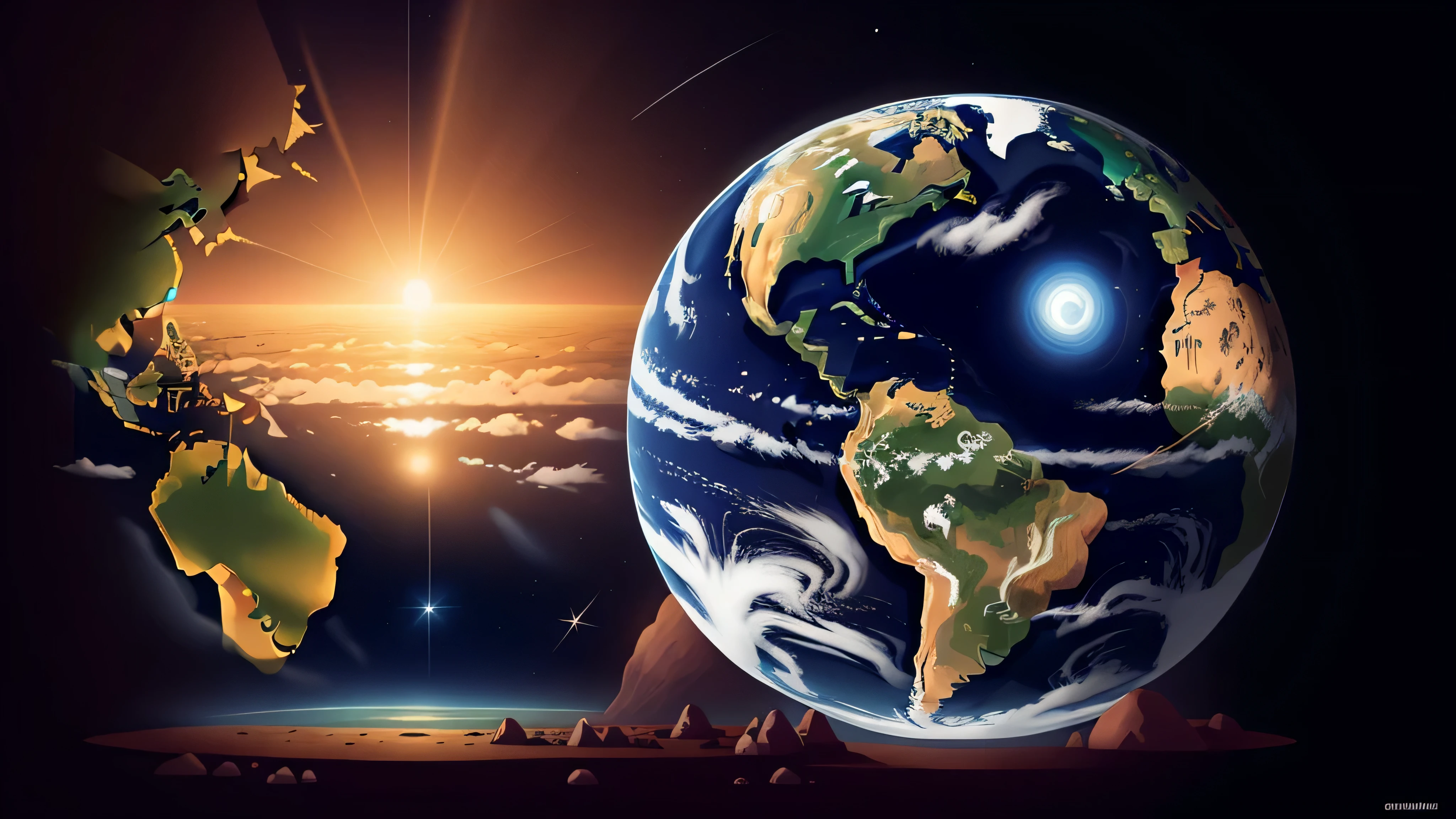 "Realistic illustration of the Earth MAP OF THE PLANET BRAZIL by Dan Mumforddo in the solar system, alta riqueza de detalhes, arte conceitual, reflexos de luz, luz intensa, composition for social networks, Canon, obra-prima ".