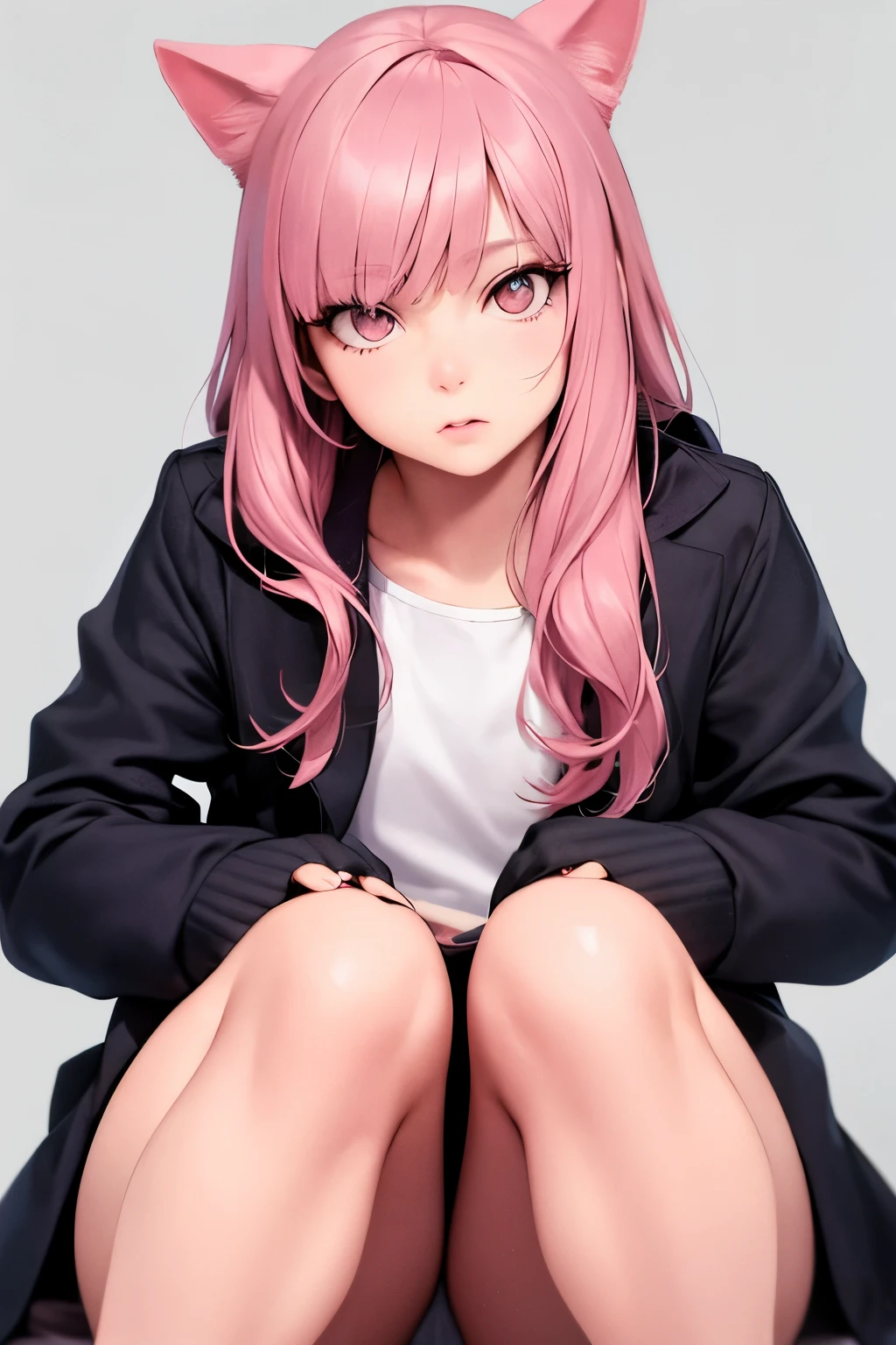 Personaje de anime con orejas de gato y ropa colorida con estilo de los 80s, chica joven con orejas y cola de gato, estilo anime femenino, gato animado, retro, ella tiene pelos rosa pastel, pin en anime, realistic gato animado, estilo anime 2d, mejor calidad, obra maestra, detallado, cara perfecta, long eyelashes, ella tiene ojos grandes, ojos de color marron claro, cabello largo, cabello amarrado en dos crinejasgrandes, cabello con dos cebollas en la parte superior, labios pintados de color fuscia, small nose, cejas de color rosa pastel, furra.