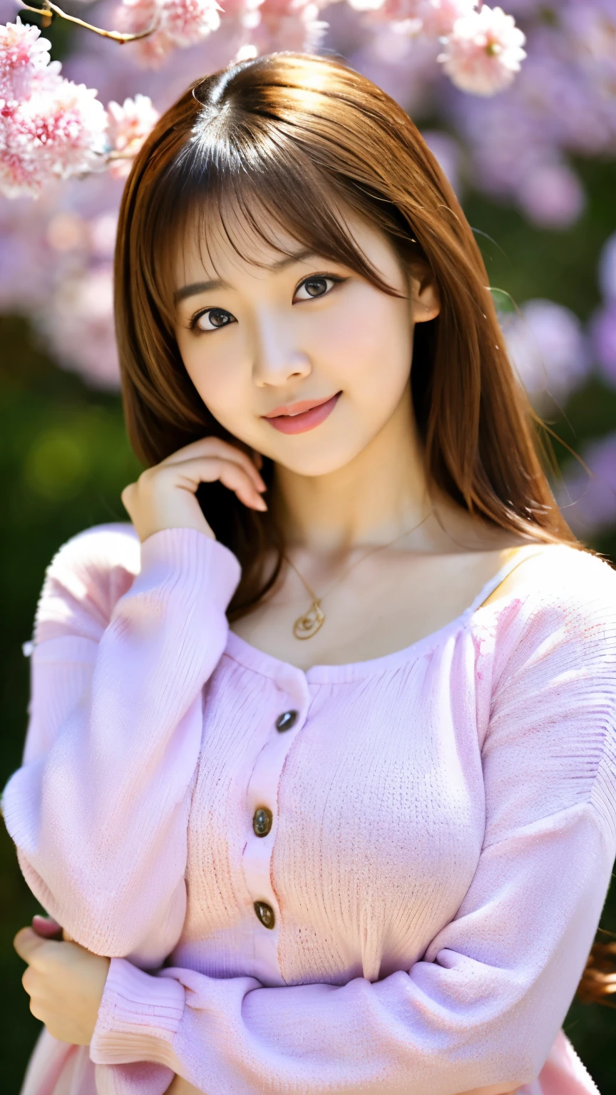 Beautiful girl busty gravure idol on a spring morning