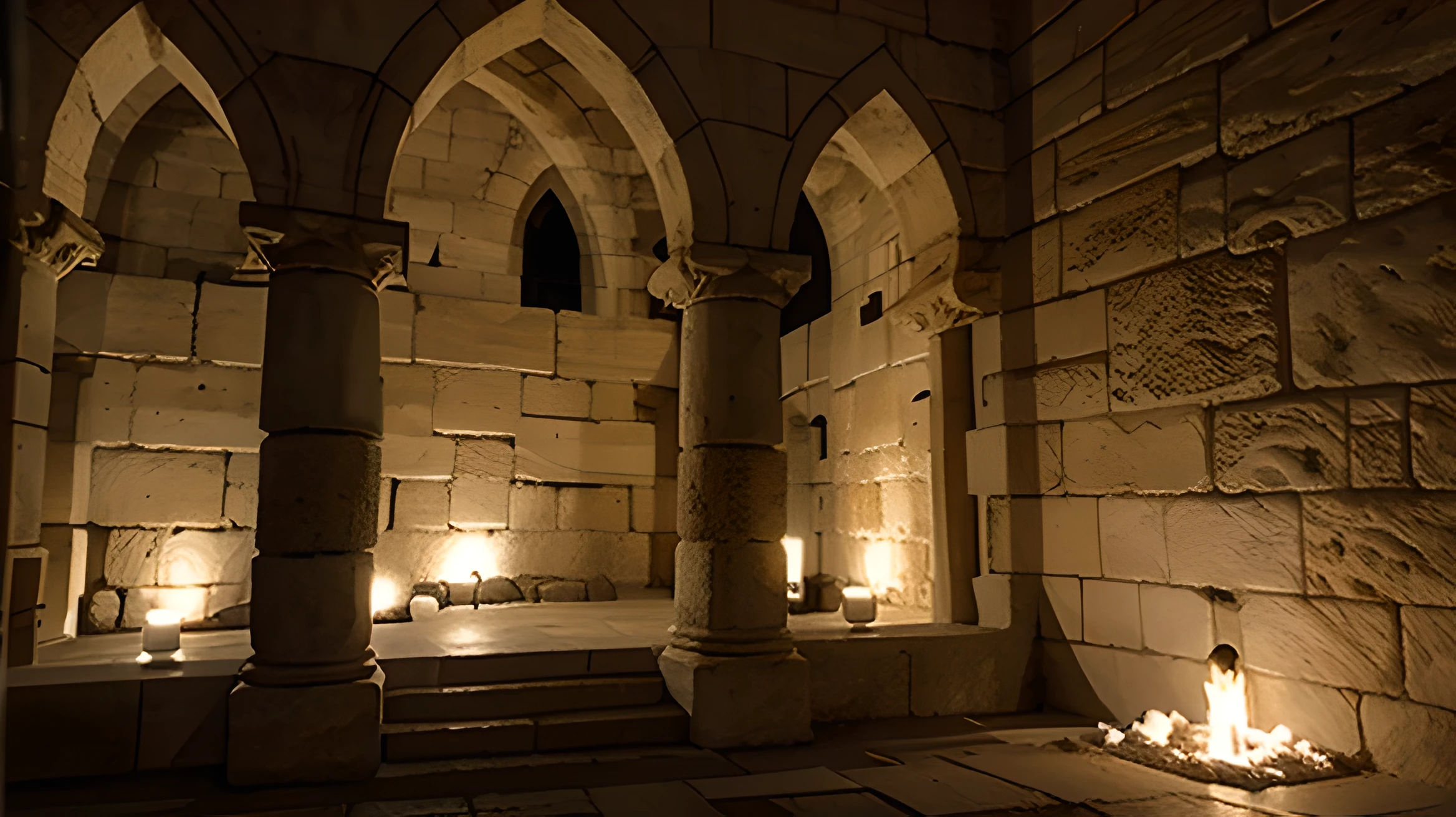 create jerusalem temple walls in stone from inside at night