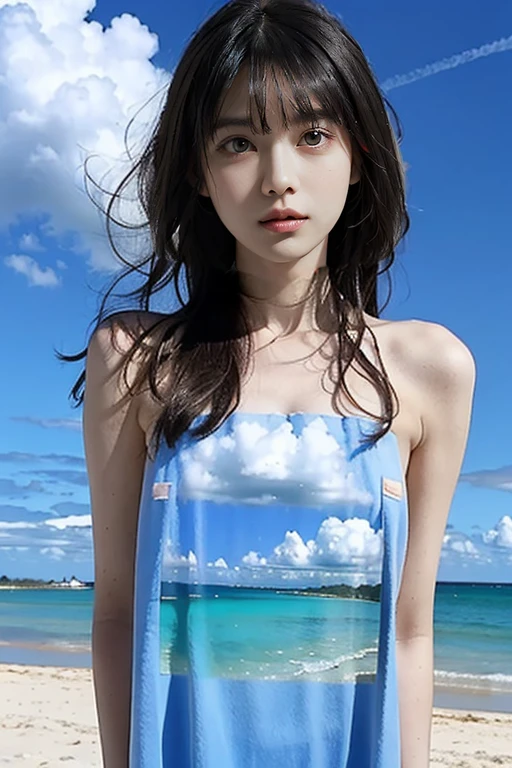 ((((全strip naked))))(((blue sky、cloud、sandy beach)))((((completely naked、strip naked))))