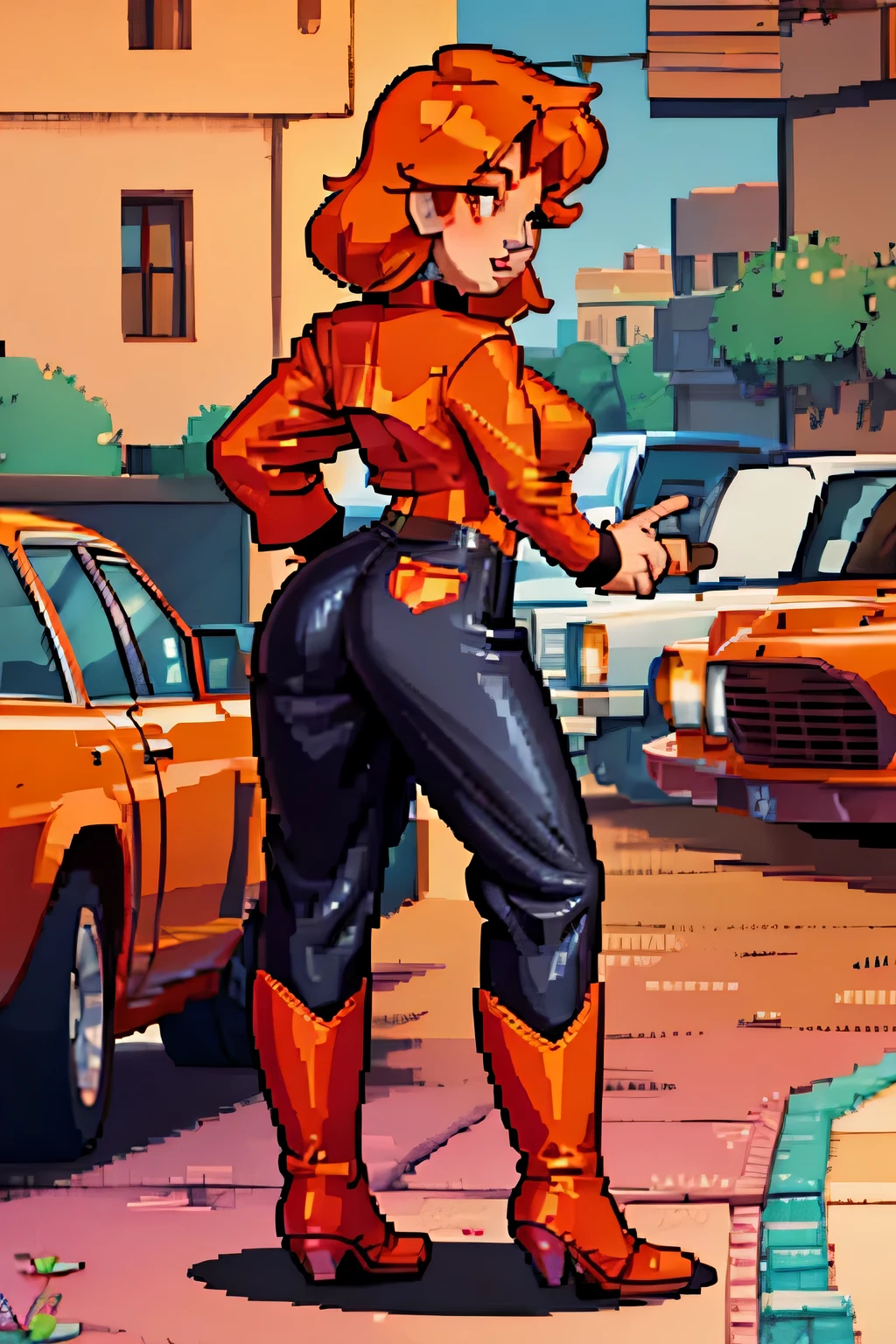Candace, skirtless, riding a motorcycle, naked, nsfw, legs, barefoot, sunglasses, rear view, extra massive butt, cameltoe, extra large breasts, underboobs, open-toed platform high heels