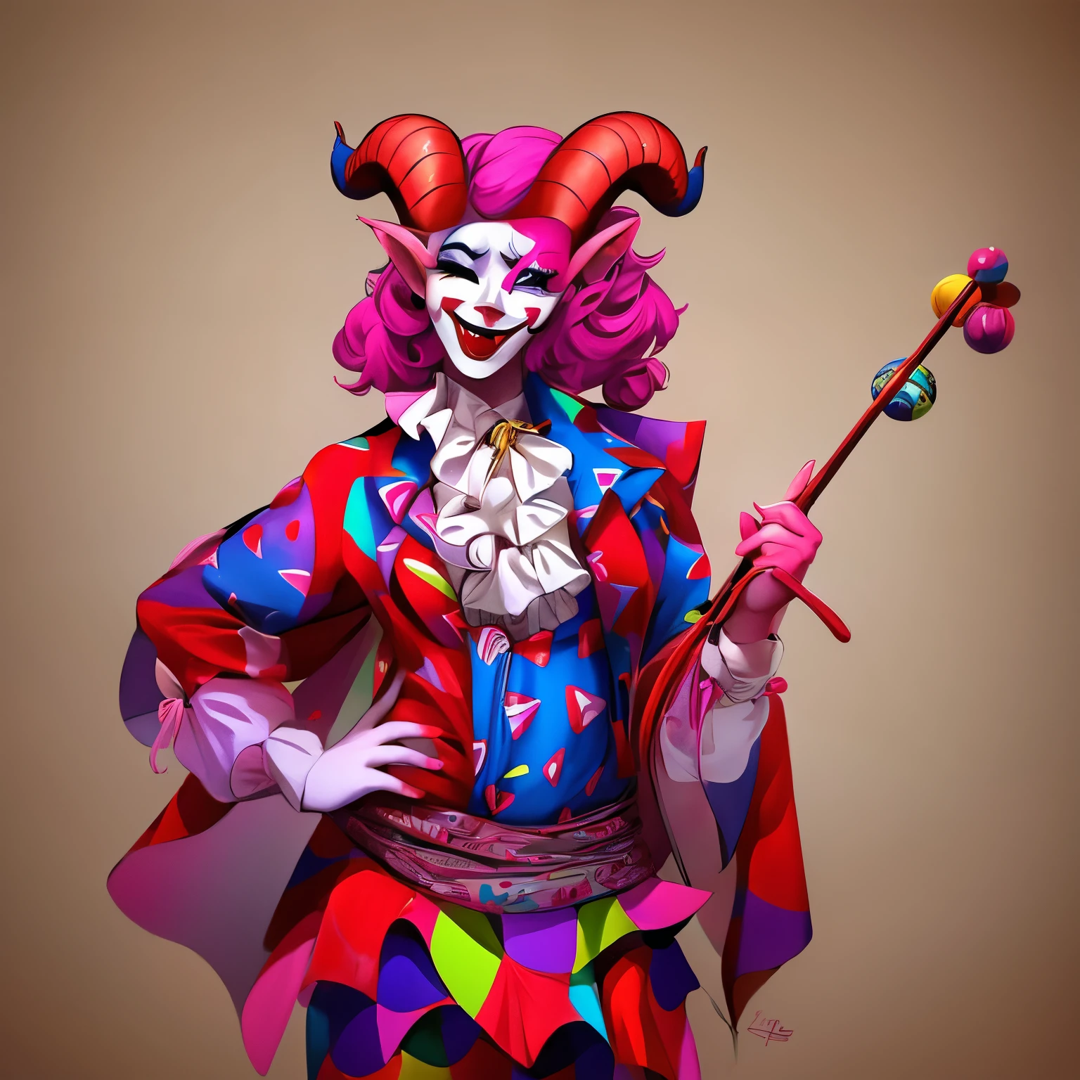 Female tiefling, clown