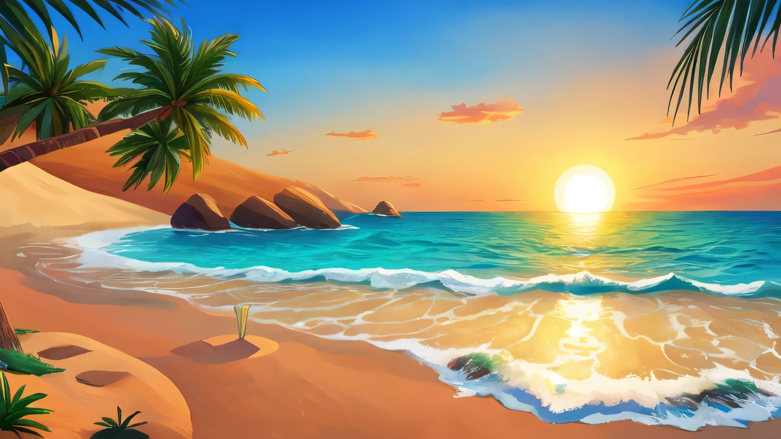 ((Melhor qualidade)), ((obra de arte)), (detalhado), horizonte de uma praia