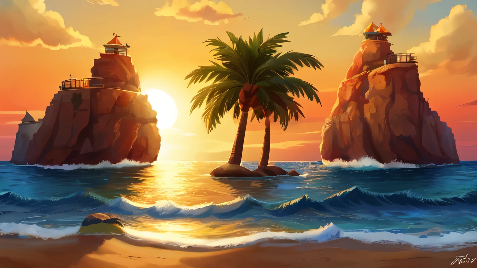 ((Melhor qualidade)), ((obra de arte)), (detalhado), horizonte do mar.