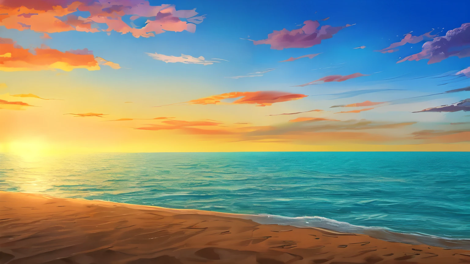 ((Melhor qualidade)), ((obra de arte)), (detalhado), blue sky and blue sea horizon.