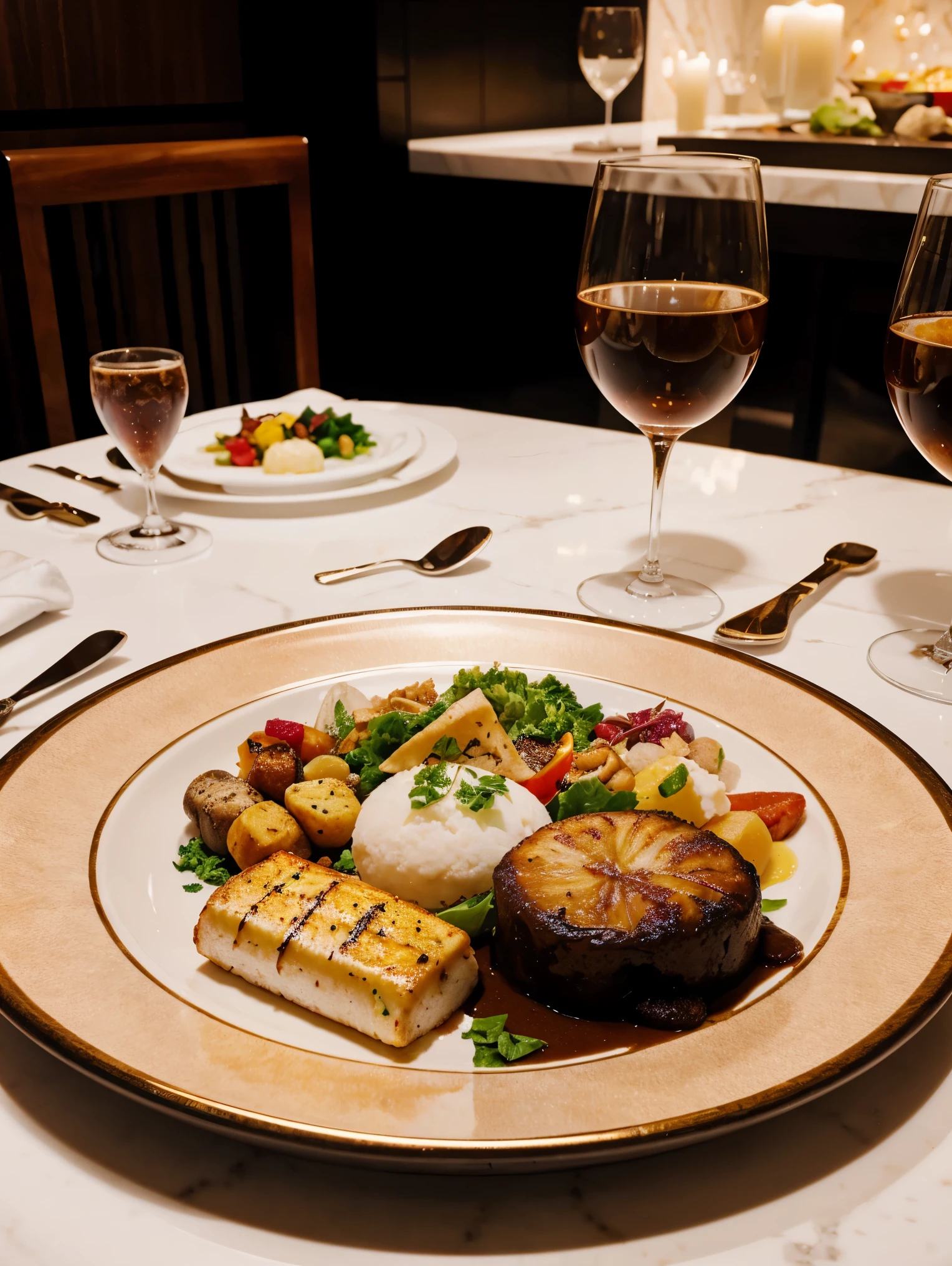 plate of luxurious food on the table of a luxury restaurant