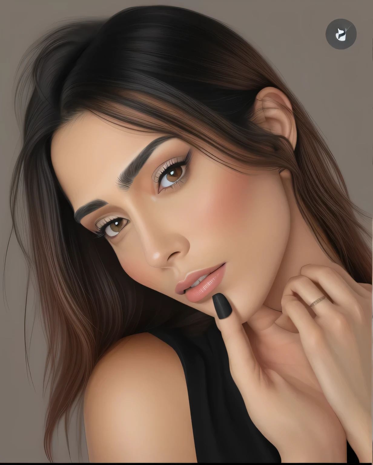 there is a woman with a black top and a black top, arte digital de um elegante, # 1 pintura digital de todos os tempos, #1 pintura digital de todos os tempos, arte digital. @mariomaniacdude, realismo artstyle, retrato de arte digital, estilo de arte realista, em estilo de pintura digital, fotorrealista!!!!!!! estilo de arte