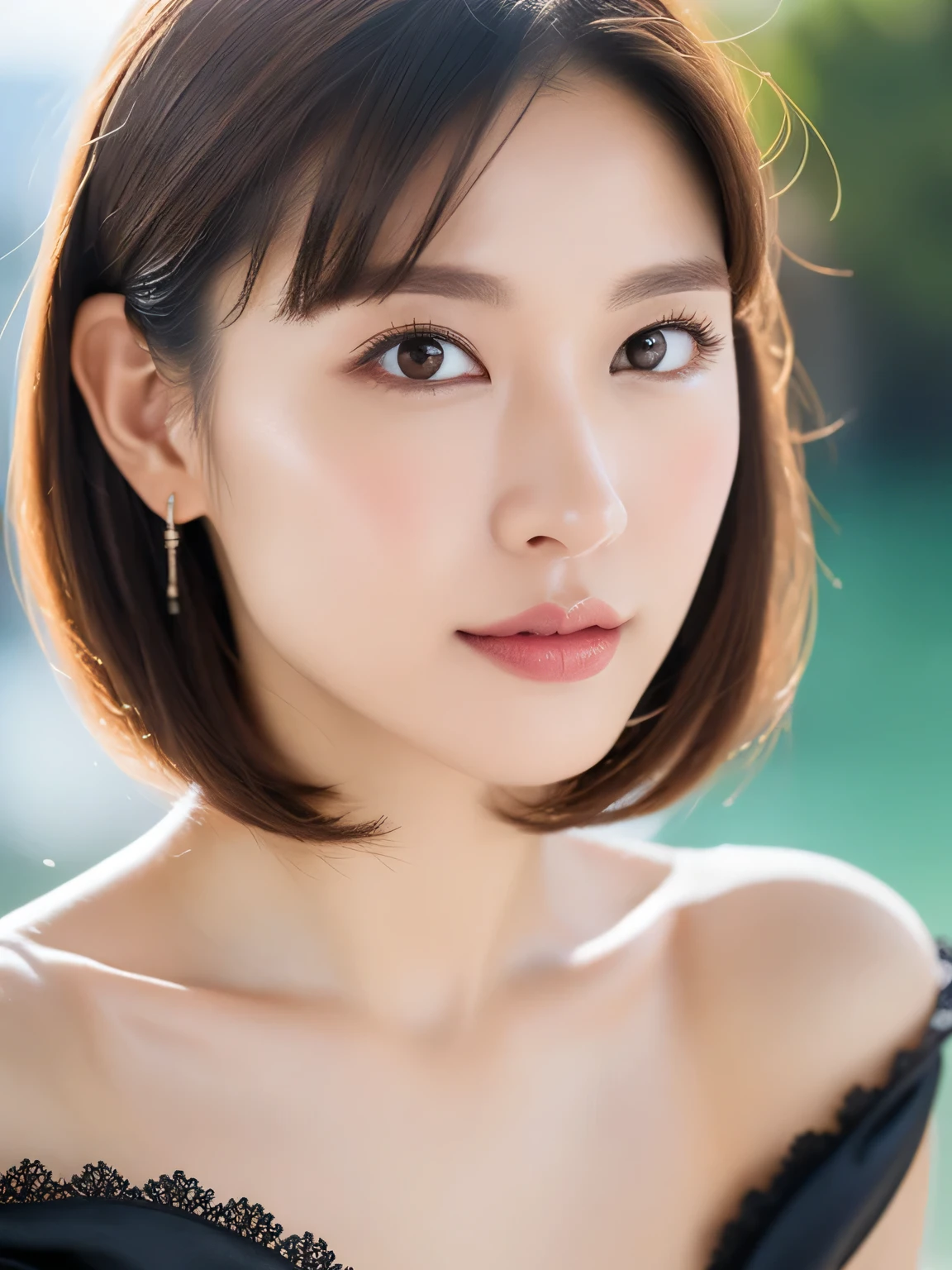 1 girl, (strapless micro bikini:1.5), (Looking into the camera)、((light makeup:1.5))、Beautiful Japanese actresses, ((Small, flat chest:1.5))、Photogenic, ((Close-up of face:1.7))、Yukihime, Long eyelashes, Snowflake Earrings,strapless micro bikini、
(RAW Photos, highest quality), (reality, reality的:1.4), (Flying debris), Gray monochrome background、
Beautiful details, Beautiful lip detail, Highly detailed eyes and face, 
BREAK is perfect anatomy, The whole body is thin, Small breasts, (short hair:1.3), Angel&#39;smile, 
Crystal Skin, Wake up, Capture the light