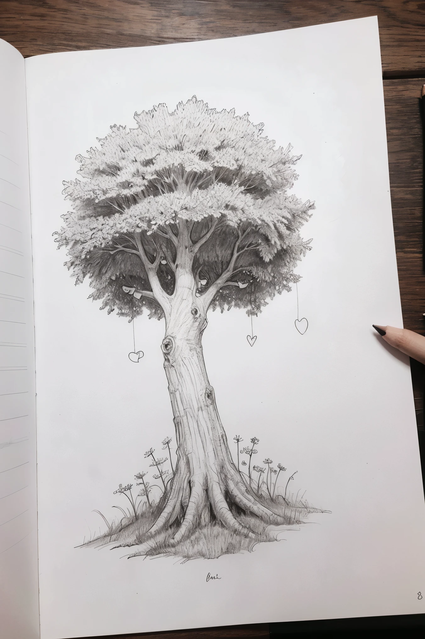 Cute drawing with pencil of a forest