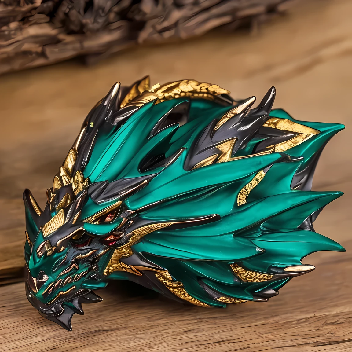 Dragon alado y robusto, estilo occidental, Wide Collar, garras, usa colores rojo negro azul verde y dorado