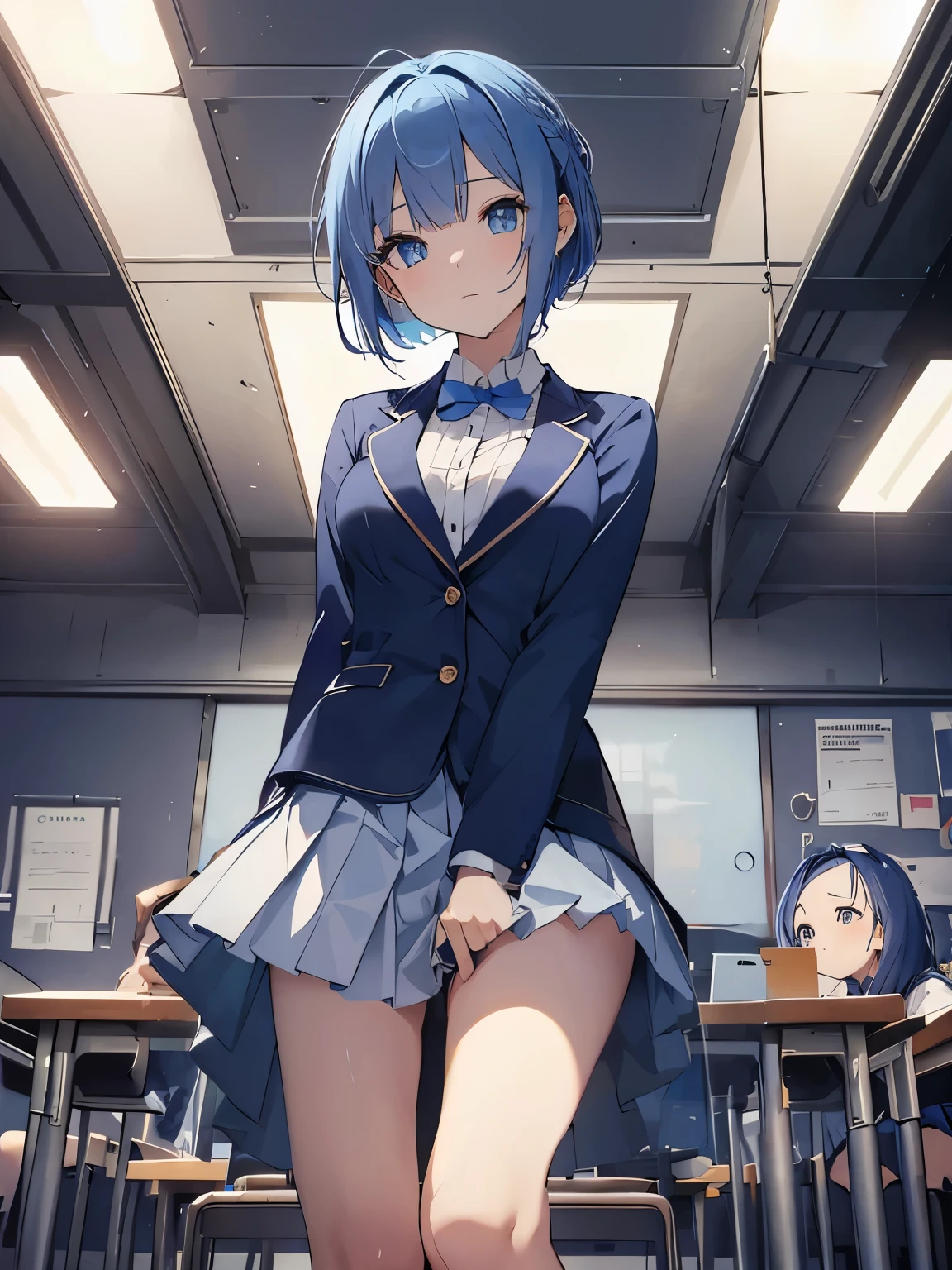 hold the skirt with one's hands