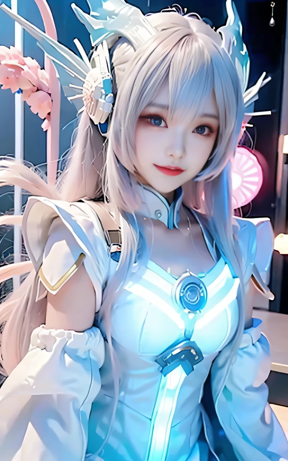 Close-up of a woman wearing a futuristic suit posing for a photo, Mecha cyber armor girl, Cyberpunk anime girl mecha, Robot-girl, robot girl, Beautiful girl, Lovely girl, Internet litigation, girl, cyber japan armor, Female mecha, perfect anime woman, perfect android girl, Internet litigation, Armor girl,sideways