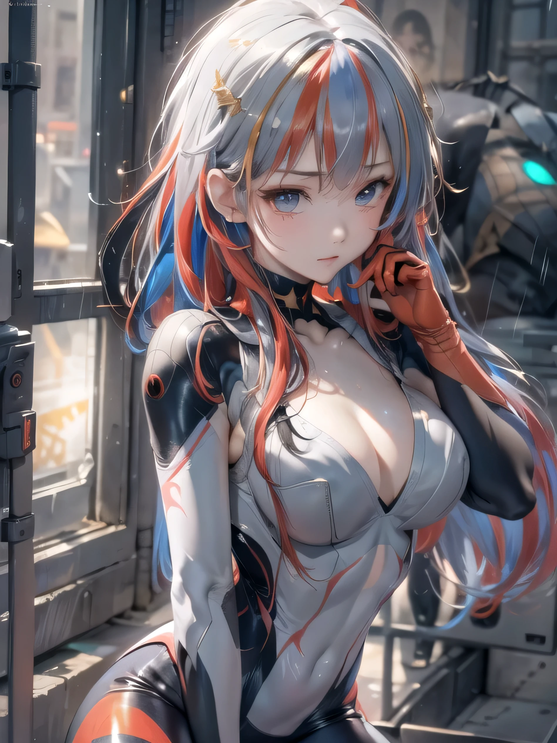 (photorealistic:1.8, highest quality:1.8,8K masterpiece:1.8,High resolution,muste piece:1.8,RAW Photos,cinematic lighting),No split screen, cyber punk、Back alley of the city at night、rain-soaked ground、vapor、
(1 android girl:1.3)、Completely naked、choker、beautiful breasts、Professional Wrestling Masks、spider girl、(Soryu Asuka Langley)、
(High leg black spider tight suit:1.7)、((Moderate chest:1.3)、Arachne tattoo on chest、Arachne:1.2)、
(look back、squat、open your legs wide、raise your hand:1.2)、(Body fluid adhesion:1.4)、spiderweb、The white body contains Arachne threads.、plump nipples、Nipples are visible through the costume,cameltoe,
(Beautiful, shining blue-white-grey-red-gold hair:1.5)、Impassive