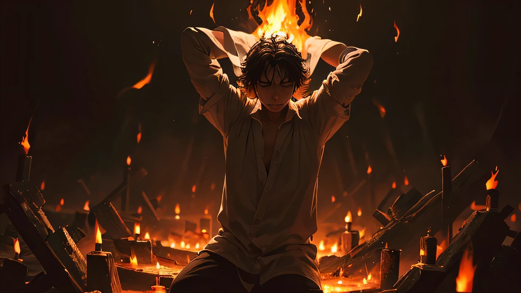 Upon awakening, he found himself in a dark place, with dancing flames and a suffocating smell of sulfur. Ricardo realized that he had reached hell.