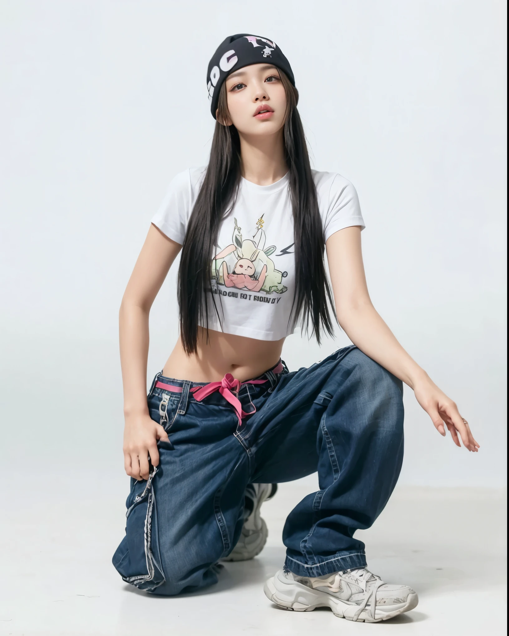 garota araffe com longos cabelos pretos e uma camisa branca e jeans, parque roseanne de blackpink, she is wearing streetwear, Jennie blackpink, jossi do blackpink, jeans largos, modelo de moda feminina coreana, gongbi, taejune kim, CL, Heonhwa Choe, oficial, camisa kawaii e jeans, mulher em streetwear, Jisoo do Blackpink