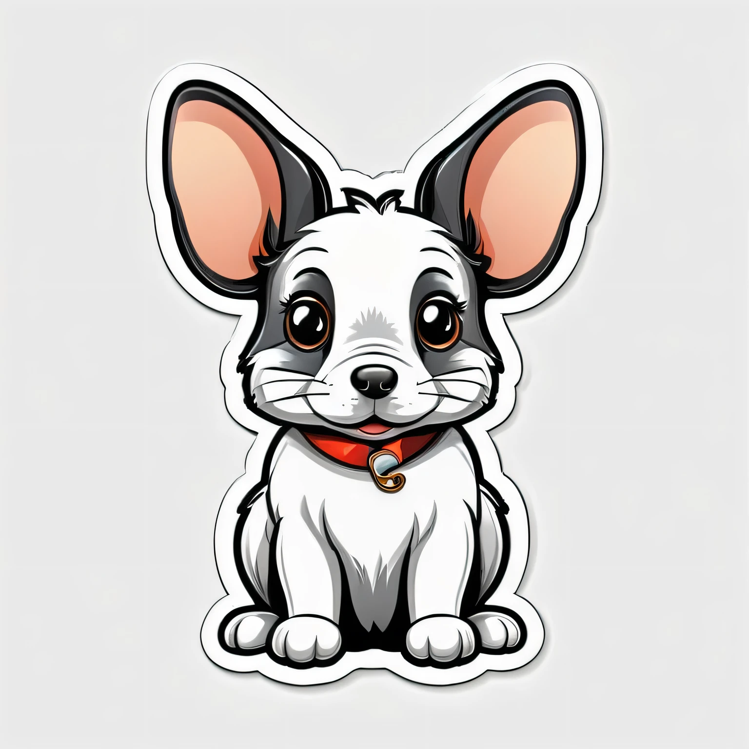 Meisterwerk, Best quality, Ultradetailliert), (Best quality)), ((Meisterwerk)) a vector illustration for a t-shirt design, Animal from dog mouse rabbit that is cute. background white. 2D im Sticker-Style