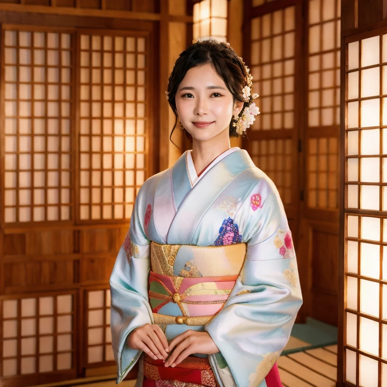 ((Best quality)), ((8K)), ((Masterpiece: 1.3)), (Perfect appearance), (Photorealism: 1.2), ((Woman in Japanese clothes)), 1girl, solo