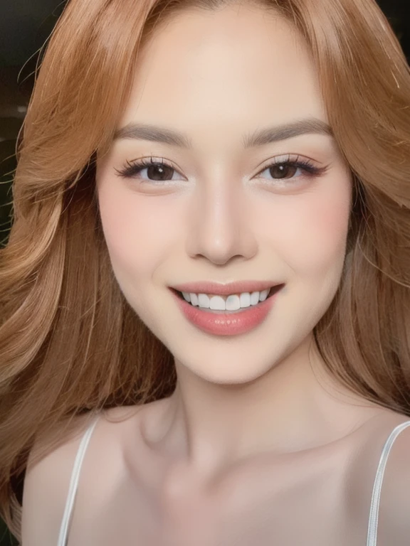 (realistic、masterpiece、Best Quality、8K、highres、high resolution:1.3)、1 girl、smile, Huge breasts、white bikini、pale white skin、looking at viewers、super fine face and eyes、long hair、indoor、 upper body、